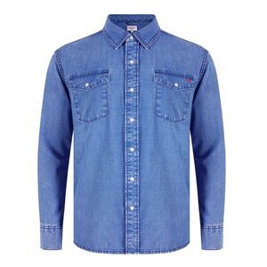Lee Cooper Mens Denim Collared Long-Sleeved Shirt / Mid Wash